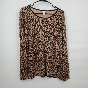 Chico's Leopard Print Blouse - Tan and Black